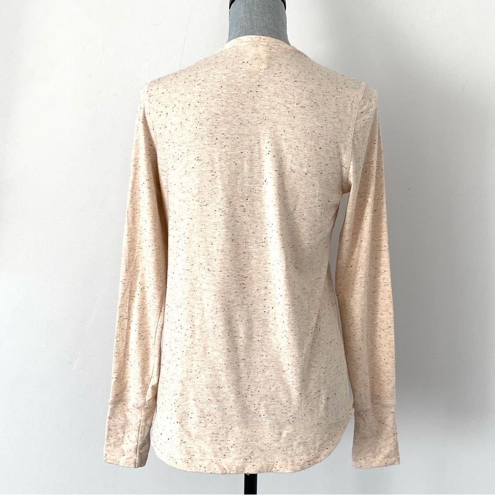 ThirdLove Salmon Pink Speckled Henry Neck Long-sleeve Top Sz M Cottage Casual - Picture 6 of 9